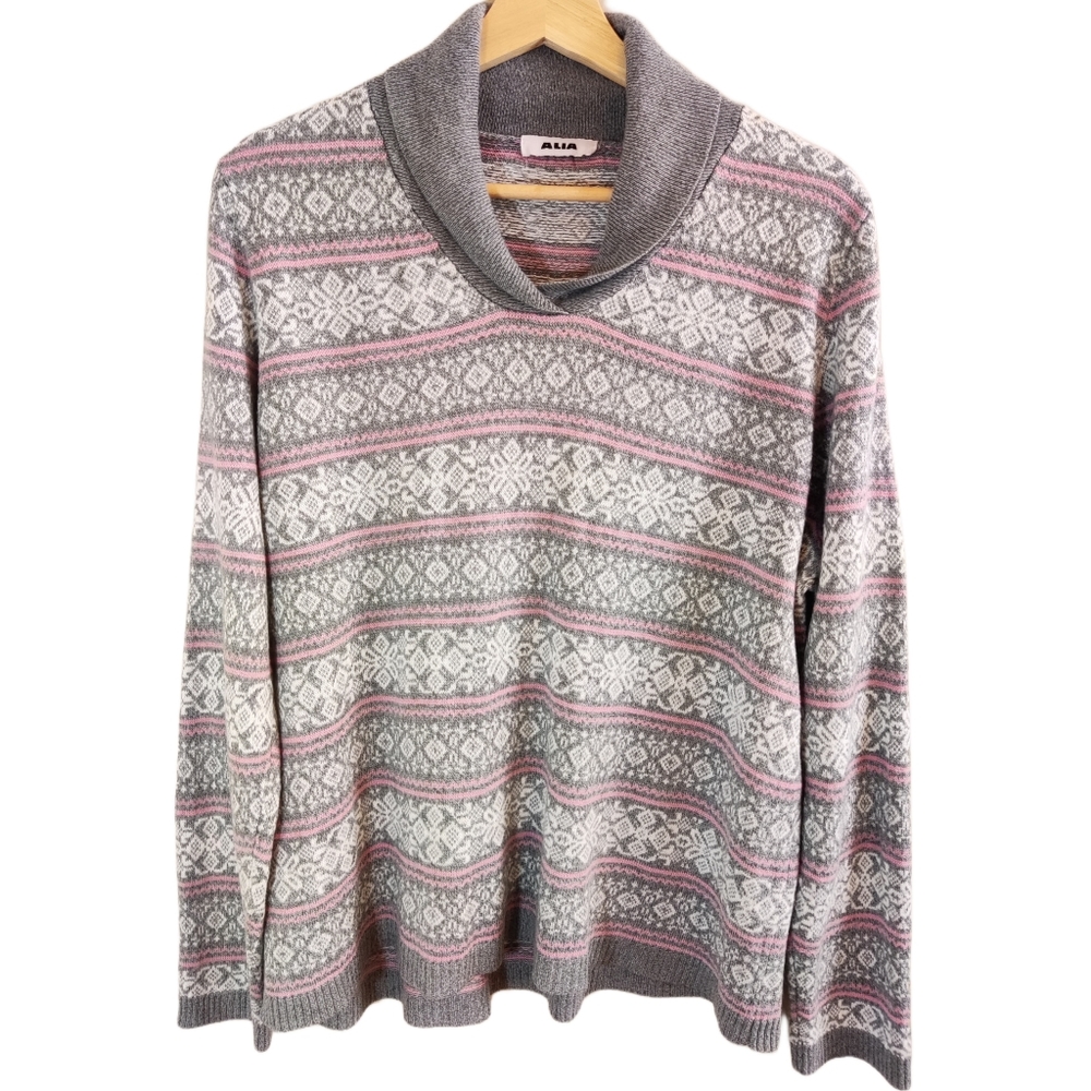 💞HOST PICK Vintage Alia pink and grey patterned sweater